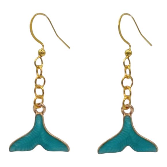 Blue Mermaid Tail Earrings Ocean Theme Jewelry Dangle Earrings Gift for Women - Picture 1 of 3